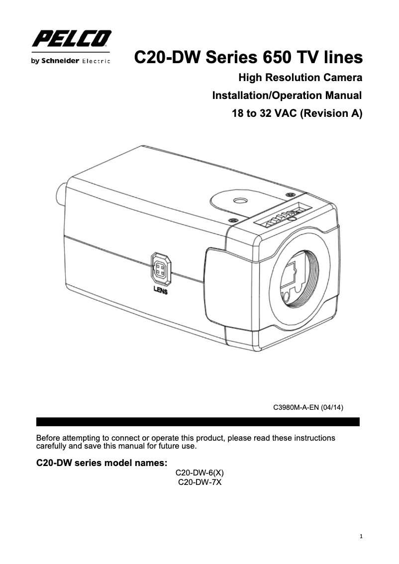 Page 1 of the manual User Manual Pelco C20-DW-6