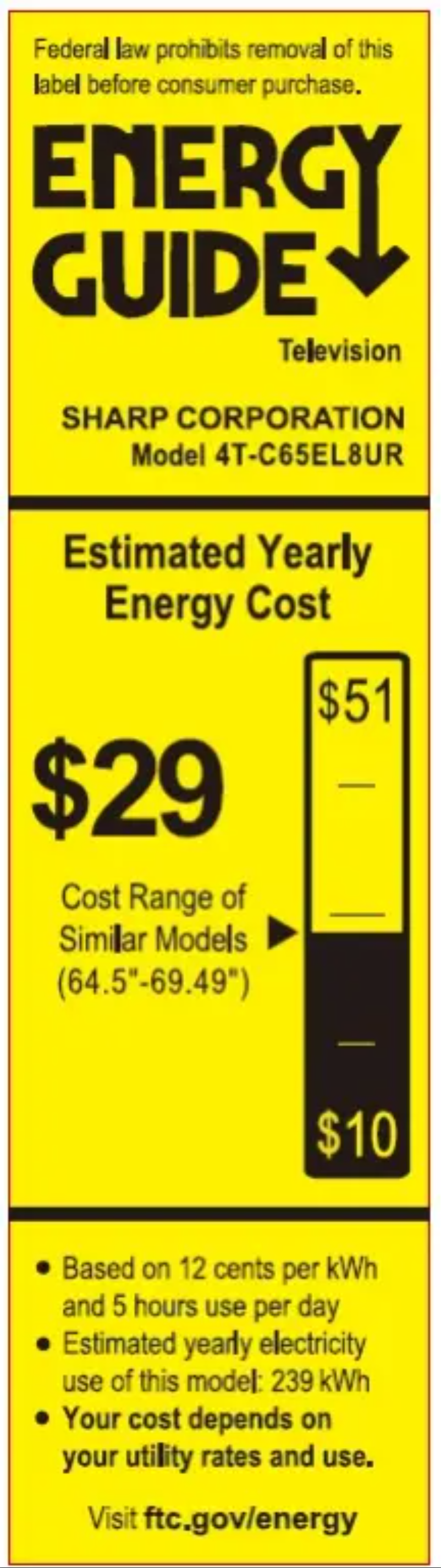 Page 1 de la notice Label énergétique Sharp 4T-C65EL8UR