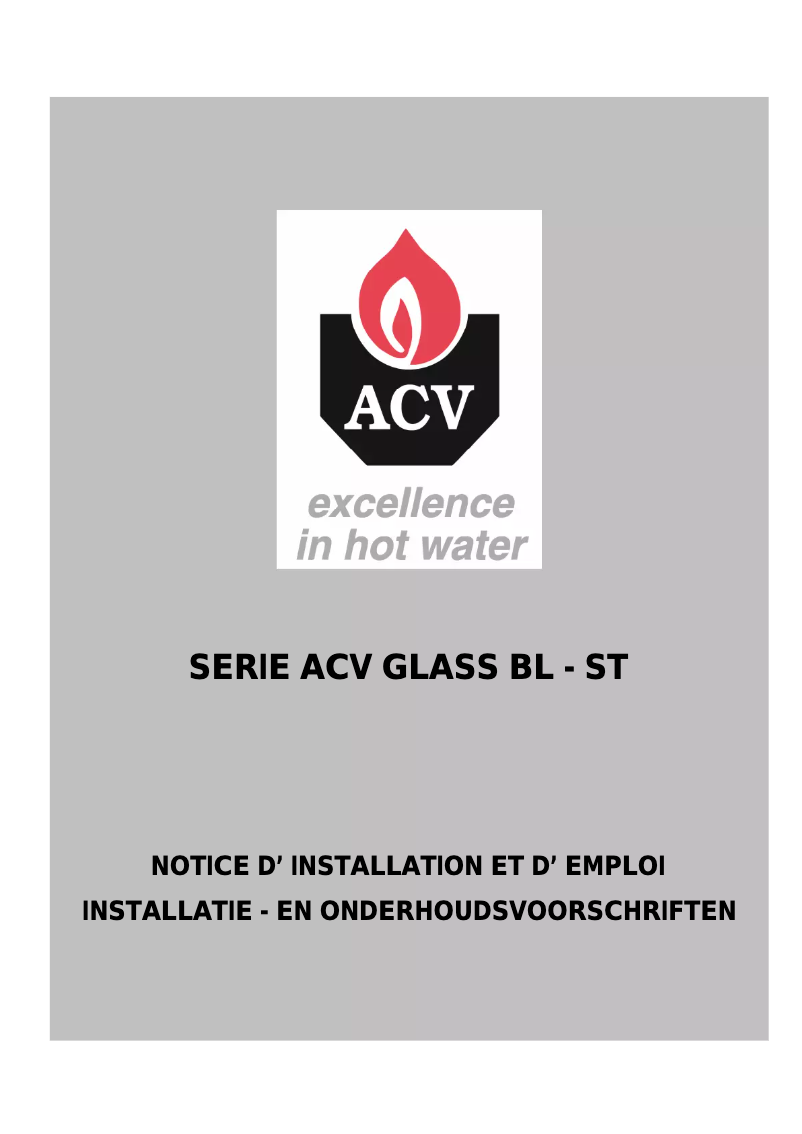 Page n°1 - Manuel utilisateur ACV BL 100 H