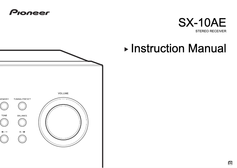 Page 1 de la notice Manuel utilisateur Pioneer SX-10AE