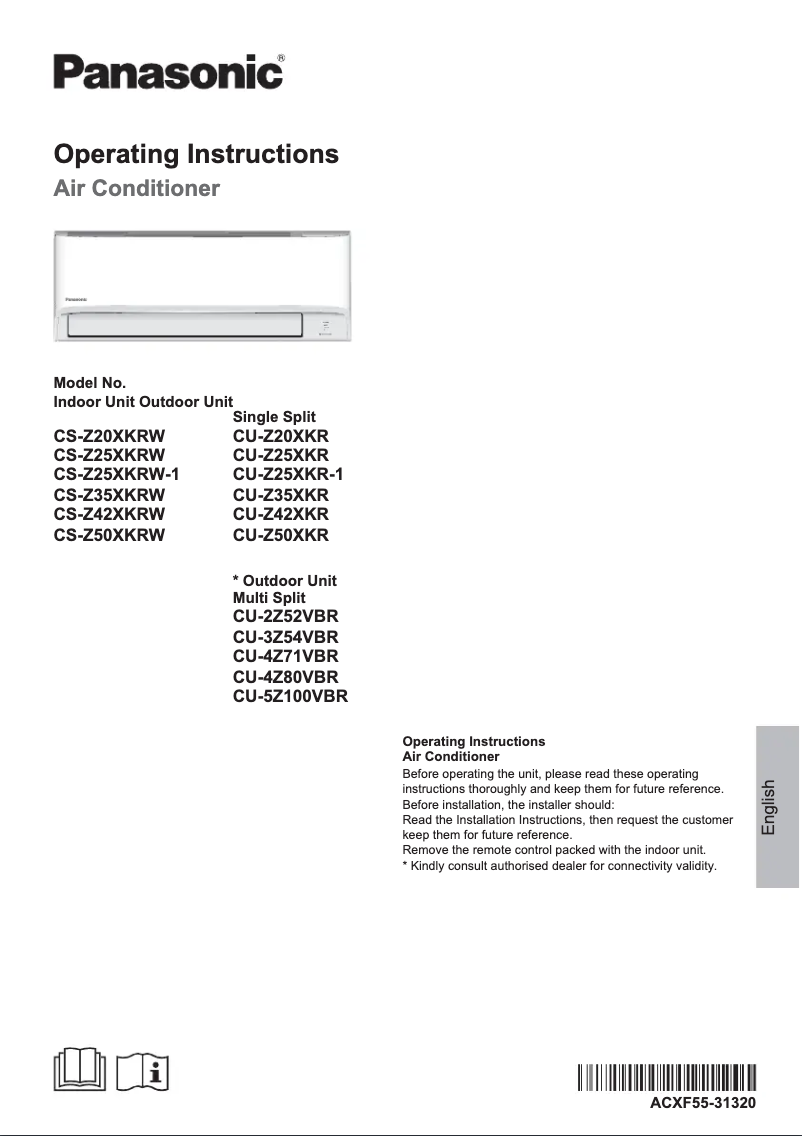 Page n°1 - Manuel utilisateur Panasonic CU-Z25XKR