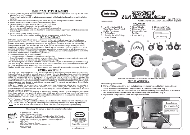 Página 1 del manual Manual de usuario Little Tikes Cozy Coupe 3 in 1 Mobile Entertainer
