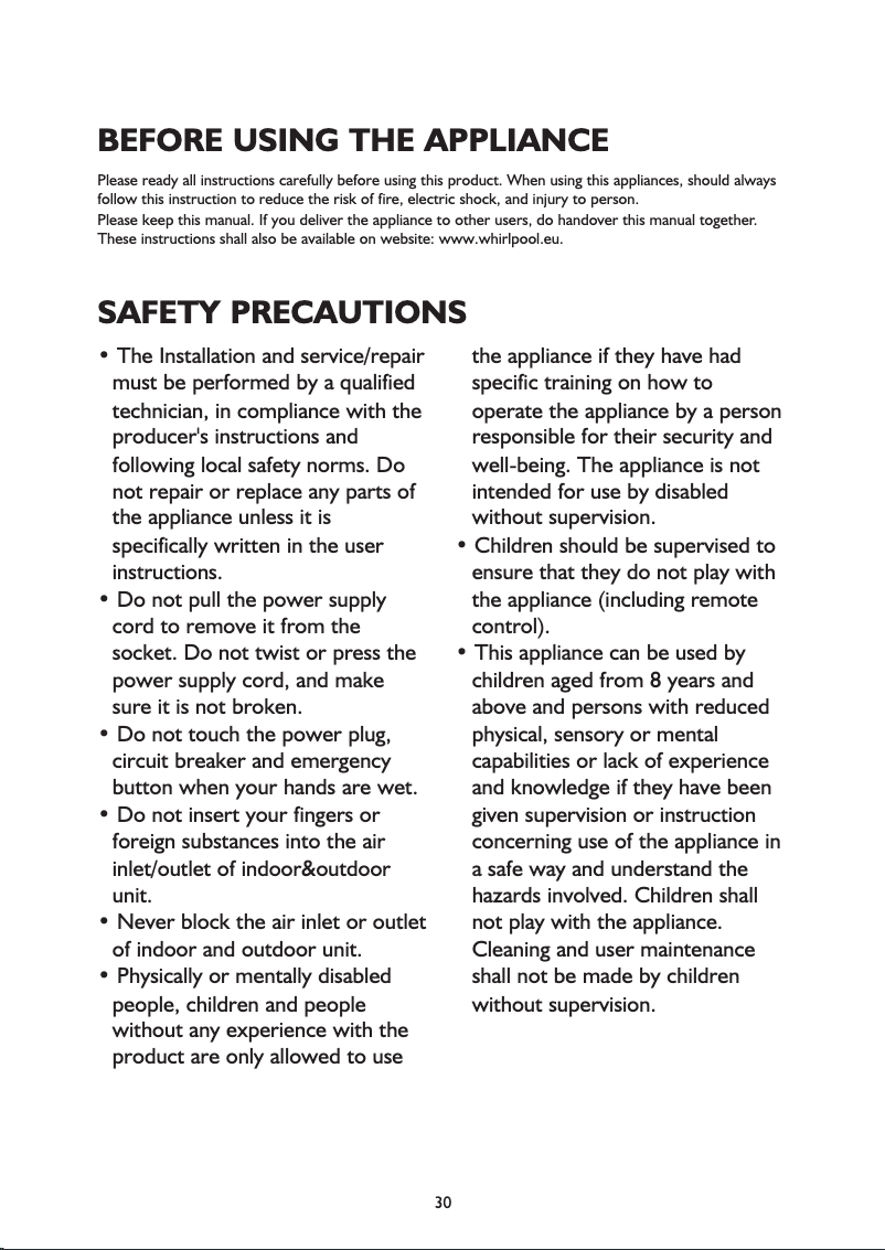 Page 1 de la notice Manuel utilisateur Whirlpool SPIS409L