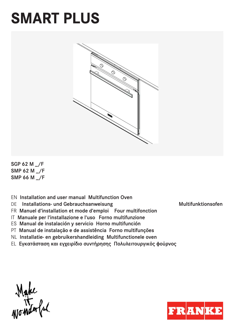Page n°1 - Manuel utilisateur Franke SGP 62 M GF/F