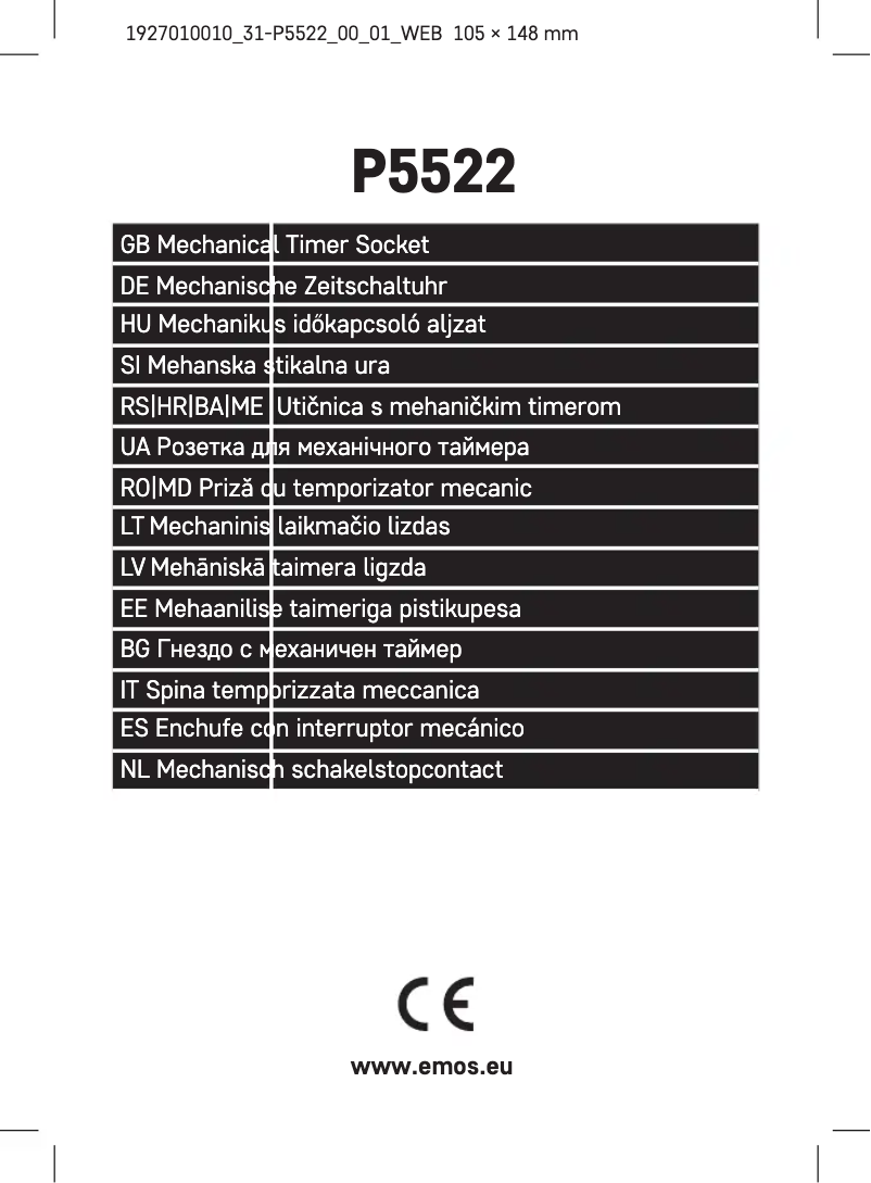 Page n°1 - Manuel utilisateur Emos P5522