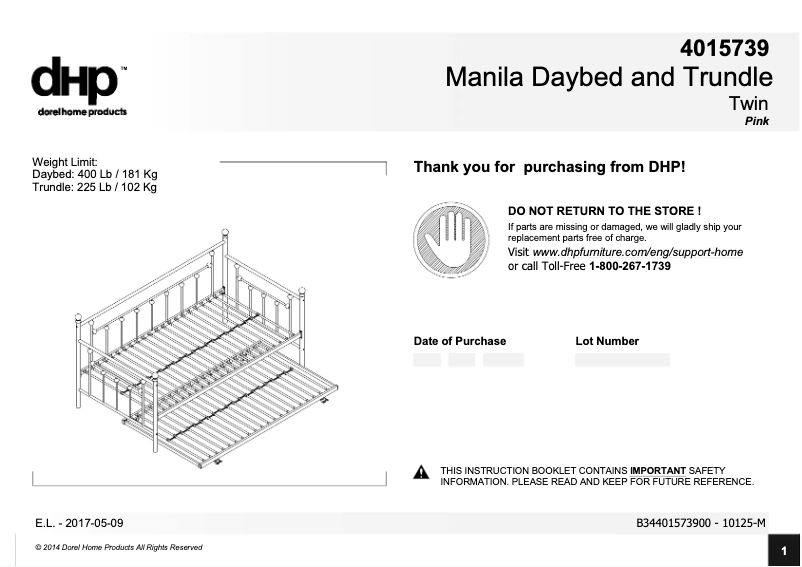 Page 1 de la notice Manuel utilisateur DHP Manila