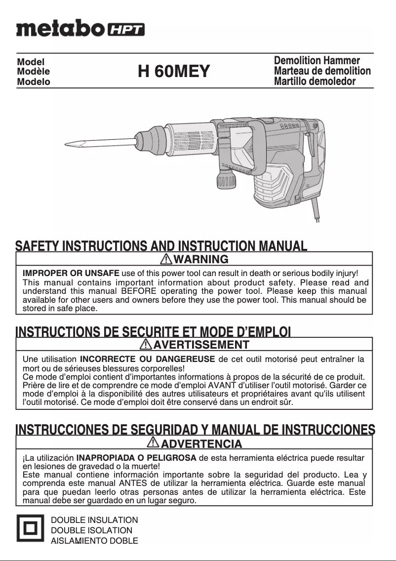 Página 1 del manual Manual de usuario Metabo H 60MEY