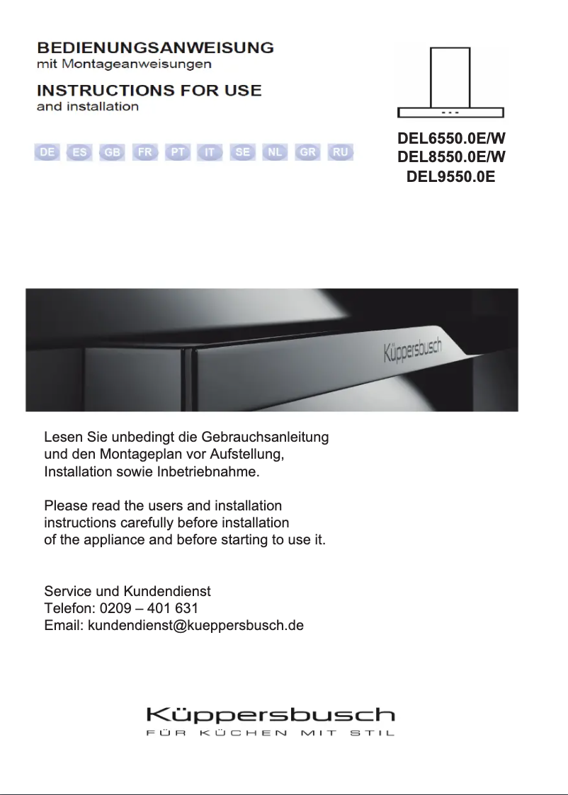 Page 1 de la notice Manuel utilisateur Küppersbusch DEL9550.0E