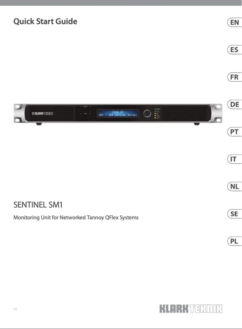 Page n°1 - Guide de démarrage rapide Klark Teknik Sentinel SM1