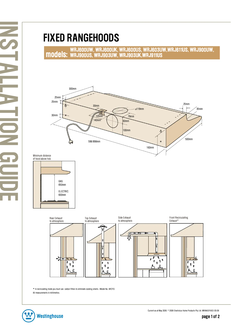 Image de la première page du manuel de l'appareil WRJ900USS