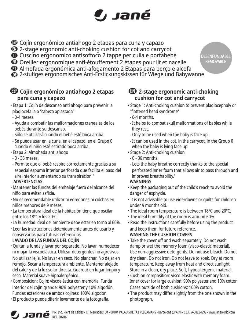 Page 1 de la notice Manuel utilisateur Jane Cushion