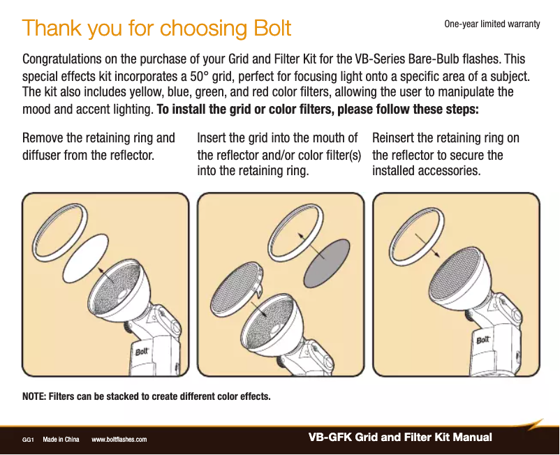 Page n°1 - Manuel utilisateur Bolt VB-GFK
