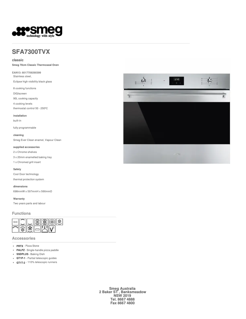 Page n°1 - Fiche technique Smeg SFA7300TVX