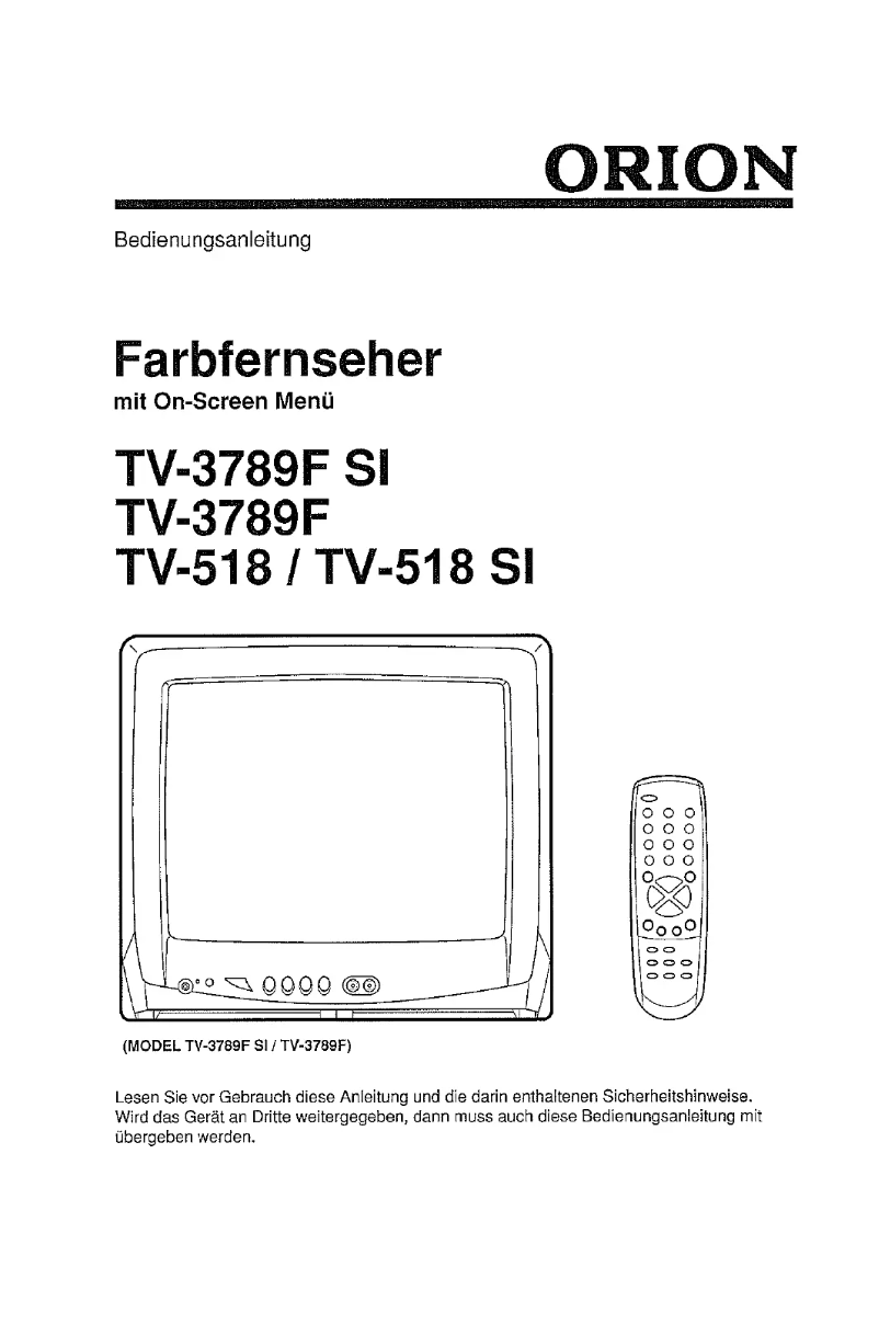 Page 1 de la notice Manuel utilisateur Orion TV-518 SI