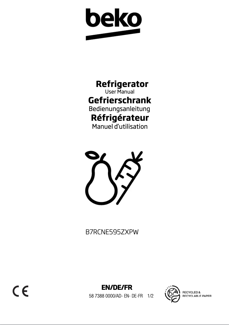 Page n°1 - Manuel utilisateur Beko B7RCNE595ZXPW