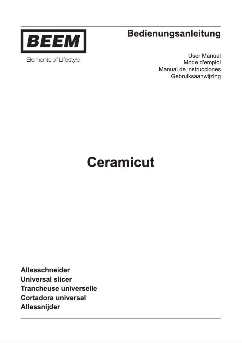 Page n°1 - Manuel utilisateur BEEM Ceramicut silber