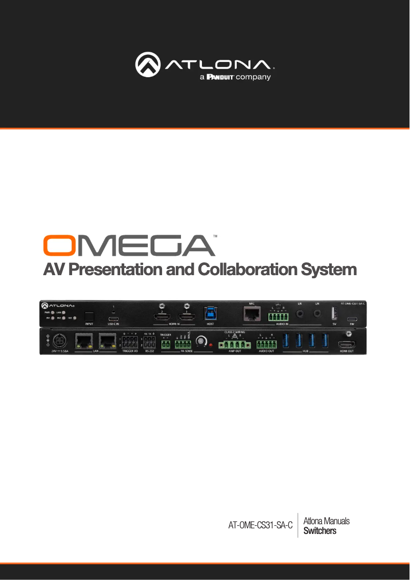 Page 1 de la notice Manuel utilisateur Atlona AT-OME-CS31-SA-C