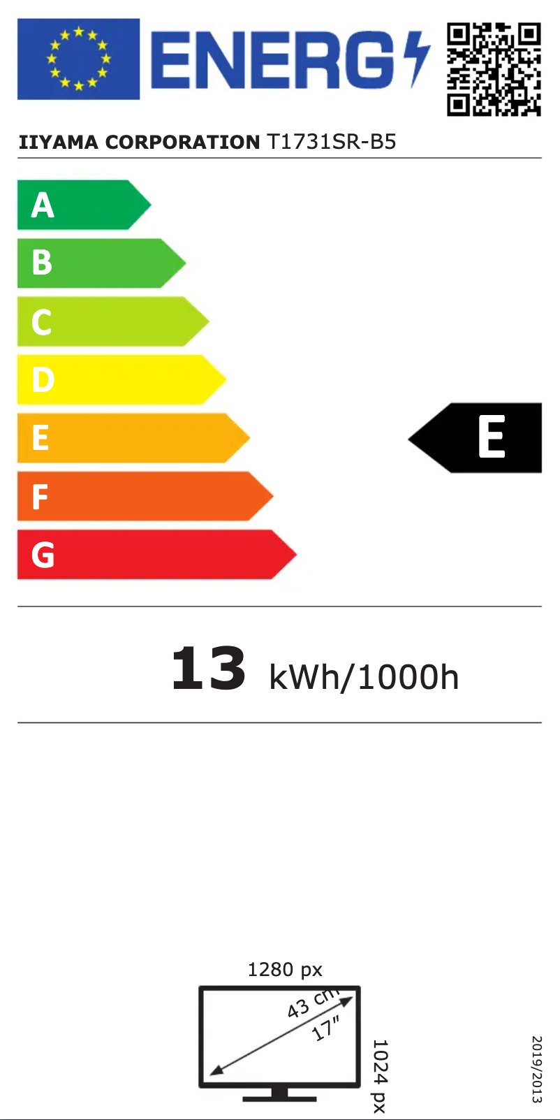 Page n°1 - Label énergétique Iiyama ProLite T1731SR