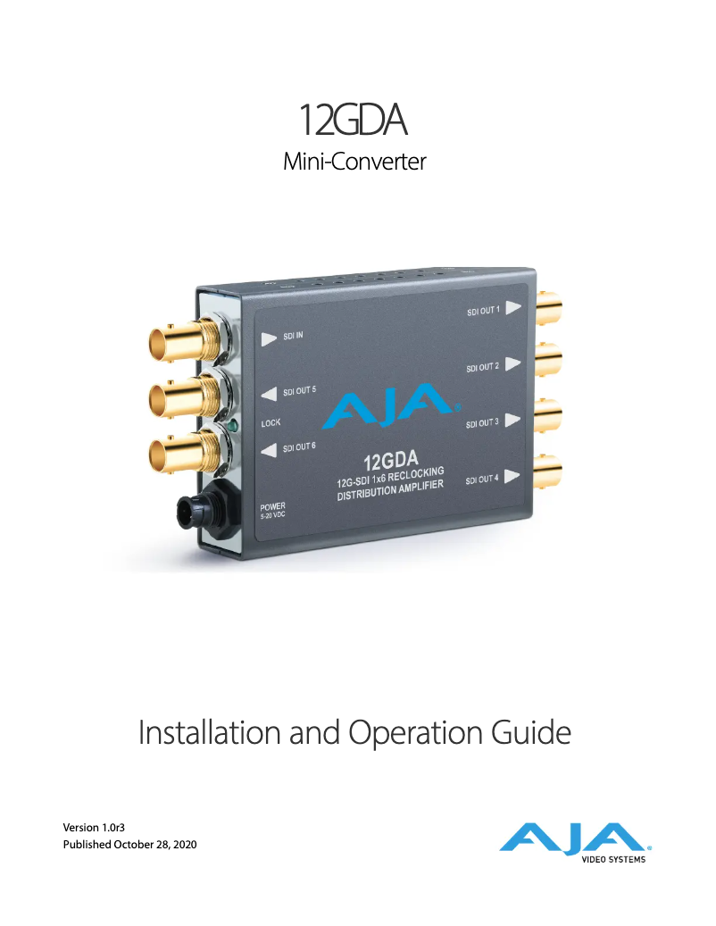 Page 1 de la notice Manuel utilisateur AJA 12GDA