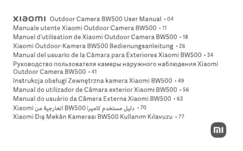 Page 1 de la notice Manuel utilisateur Xiaomi BW500