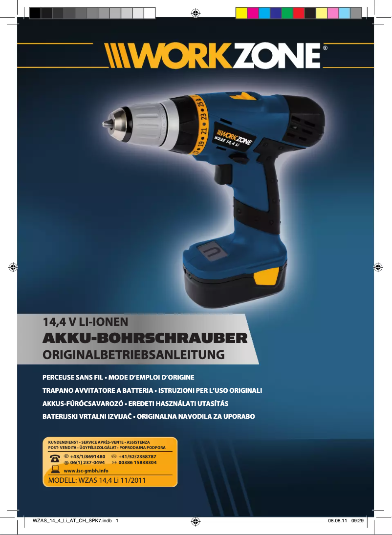 Page n°1 - Manuel utilisateur Workzone WZAS 14,4 Li