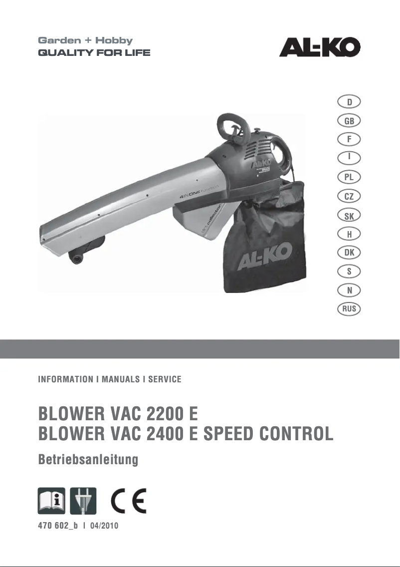 Page 1 de la notice Manuel utilisateur AL-KO VAC 2400 E