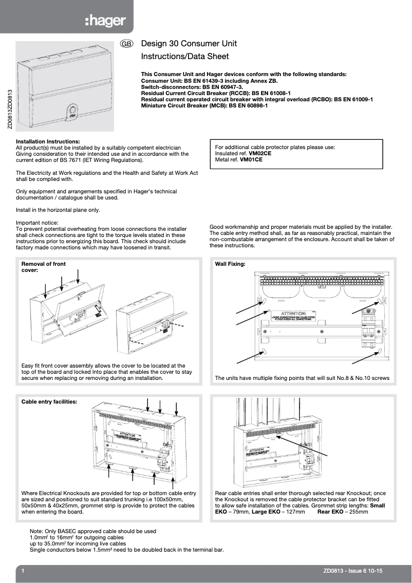 Page 1 de la notice Manuel utilisateur Hager VM120K
