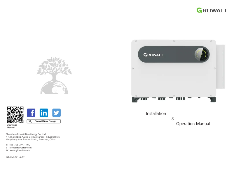 Page 1 de la notice Manuel utilisateur Growatt MAX 110KTL3-X LV