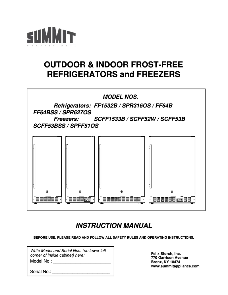 Page 1 de la notice Manuel utilisateur Summit SPR627OS