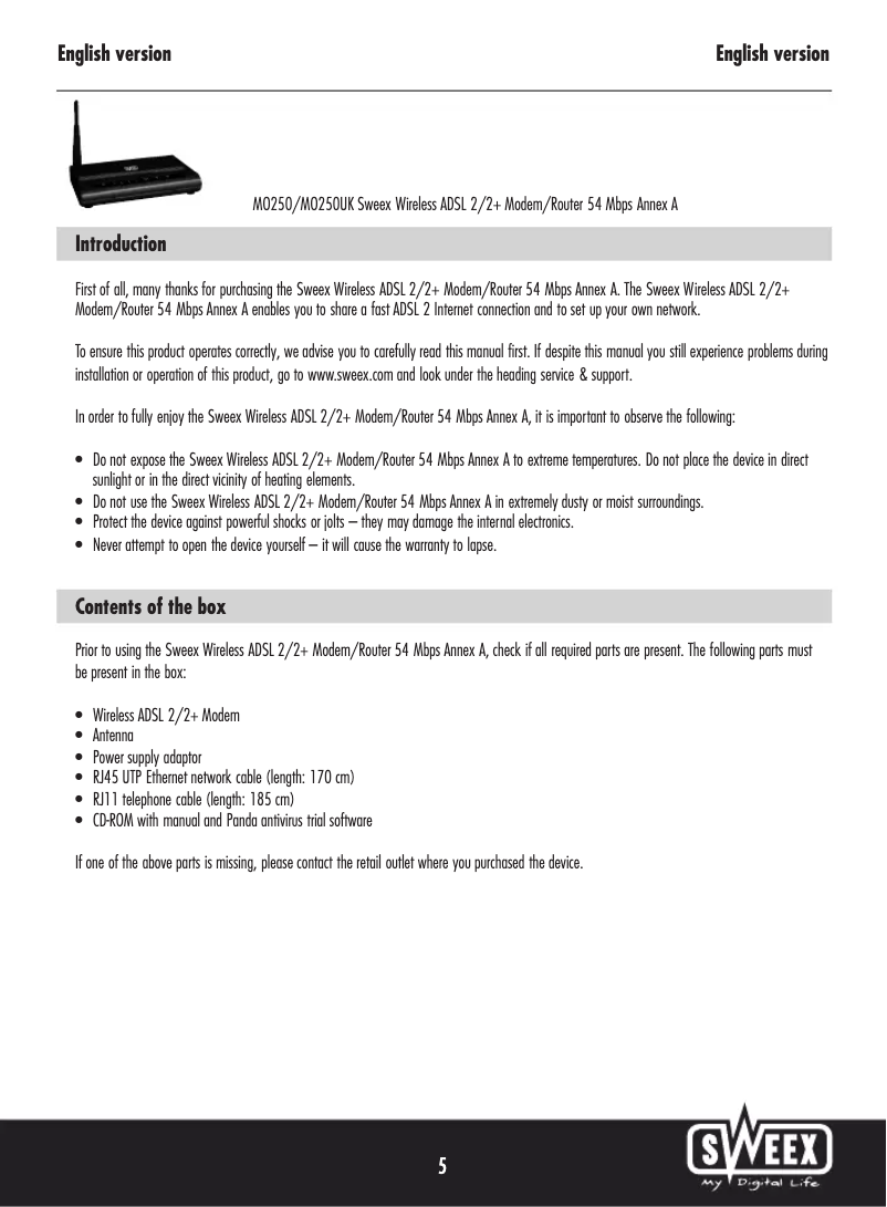 Image de la première page du manuel de l'appareil MO250UK