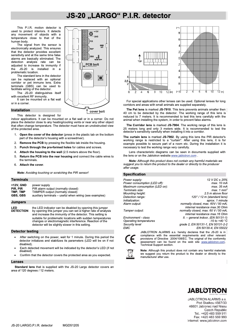 Page 1 de la notice Manuel utilisateur Joblotron JS-20