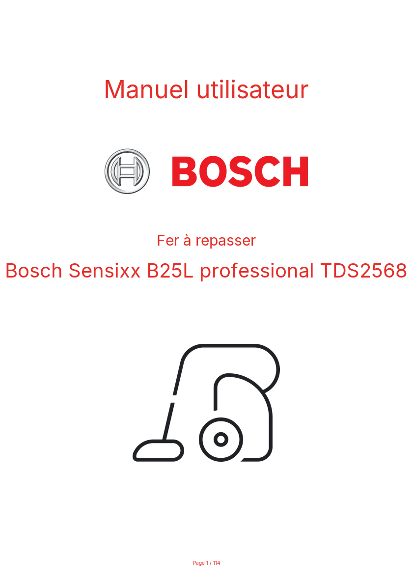 Page 1 de la notice Manuel utilisateur Bosch Sensixx B25L professional TDS2568