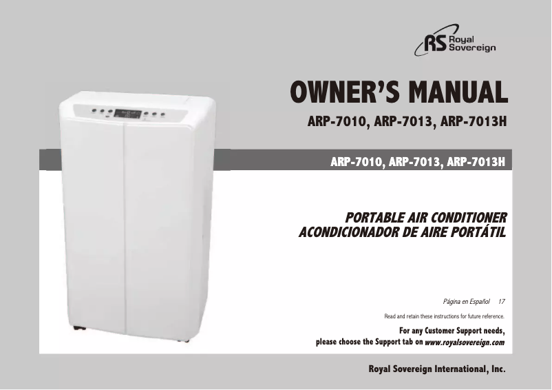 Page 1 de la notice Manuel utilisateur Royal Sovereign ARP-7010