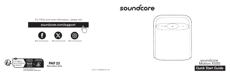 Page n°1 - Guide de démarrage rapide Soundcore Motion X500