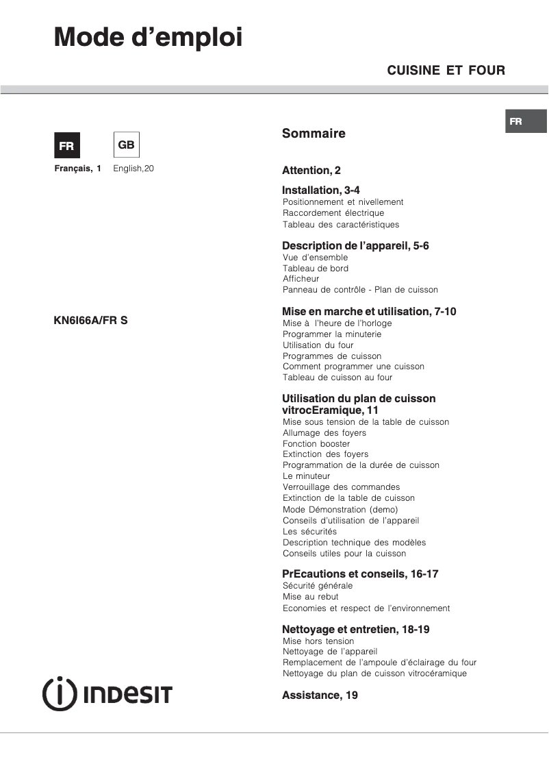 Image de la première page du manuel de l'appareil KN6I66A(W)/FR