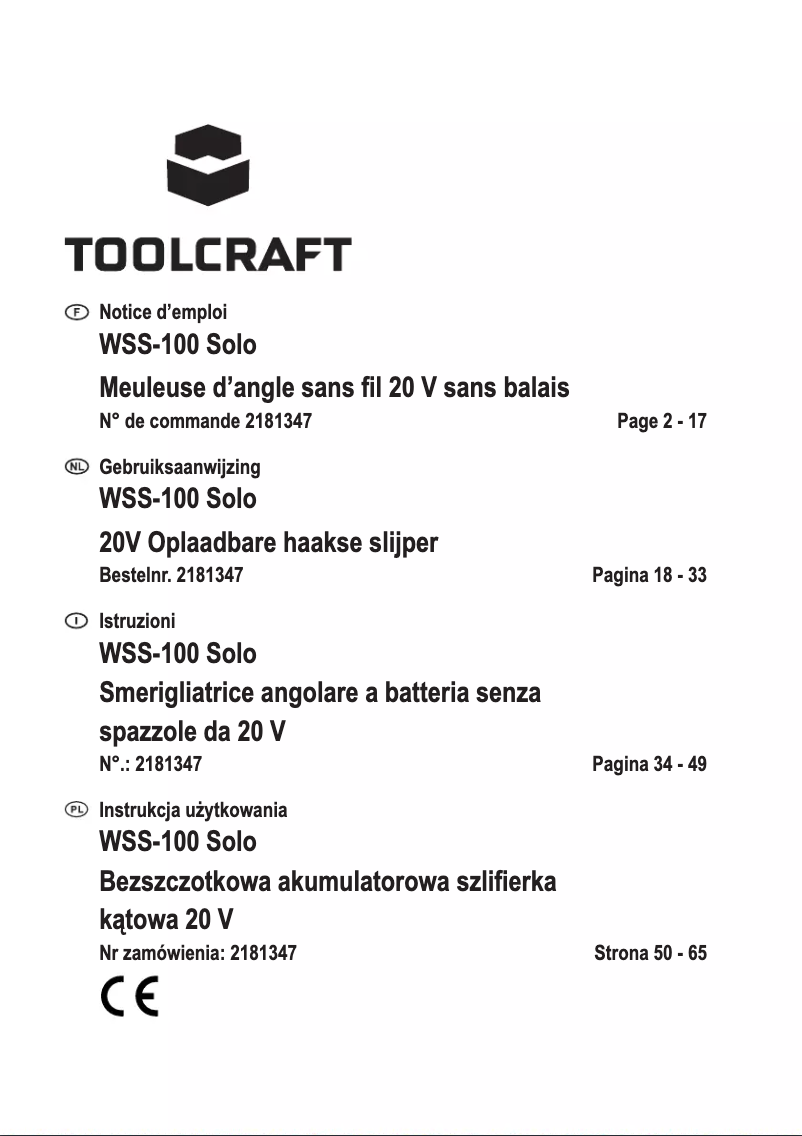 Imagen de la primera página del manual del dispositivo WSS-100