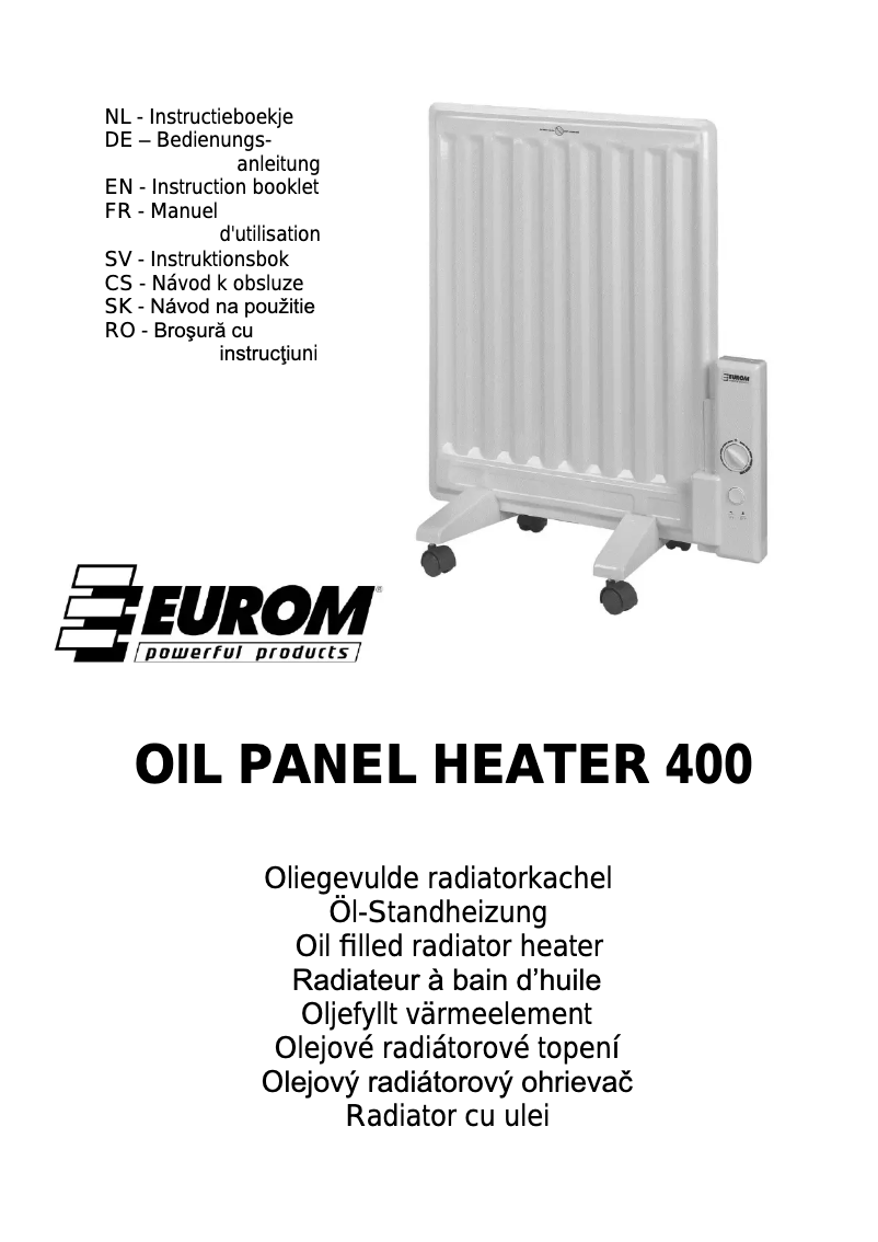 Página 1 del manual Manual de usuario Eurom Oil panel heater 400