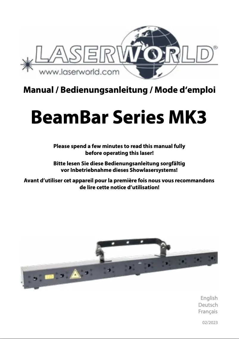 Image de la première page du manuel de l'appareil BeamBar 10B MK3