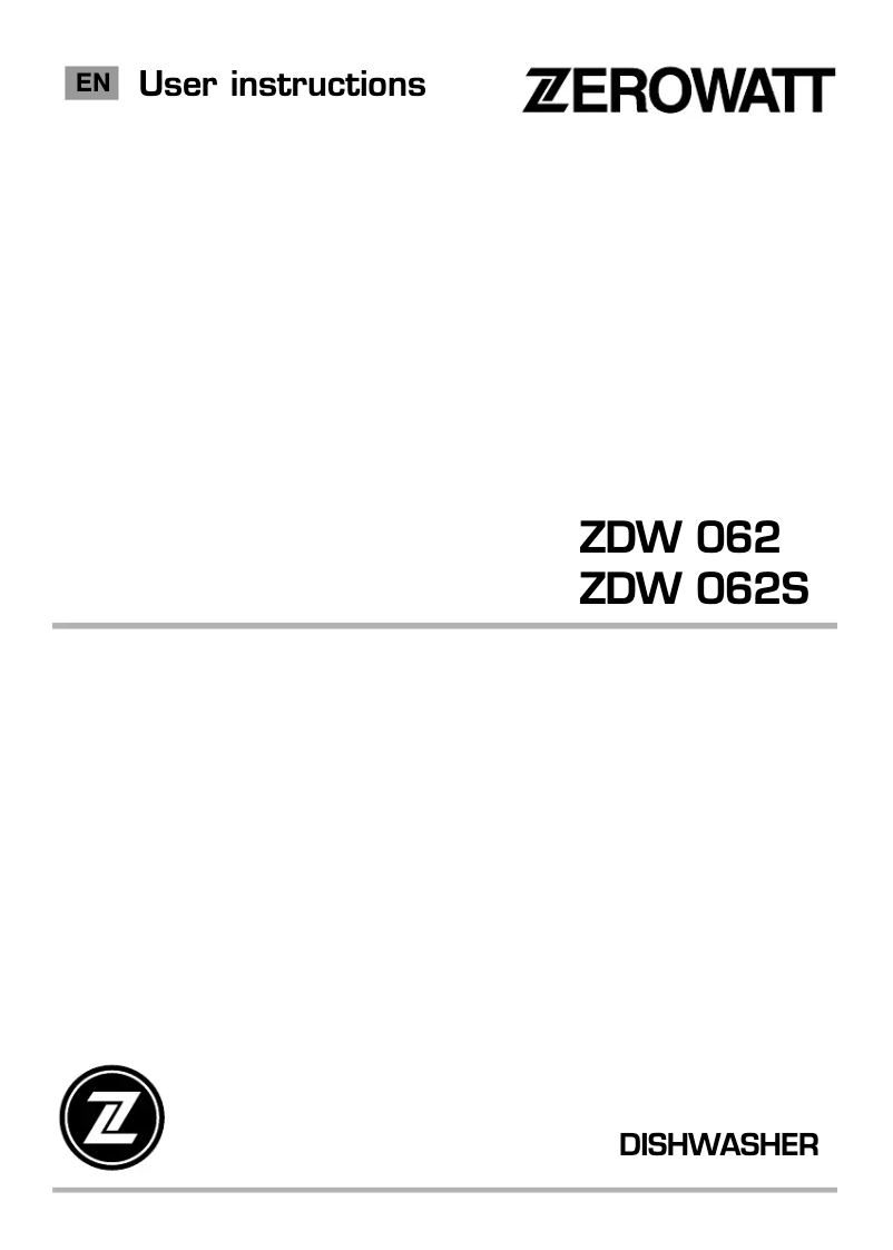 Page n°1 - Manuel utilisateur Zerowatt ZDW 062S
