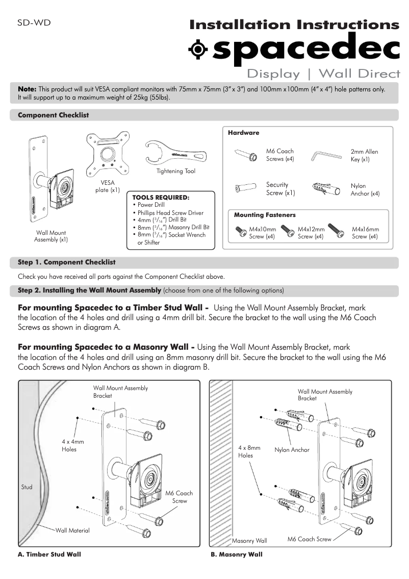 Page n°1 - Manuel utilisateur Atdec SD-WD