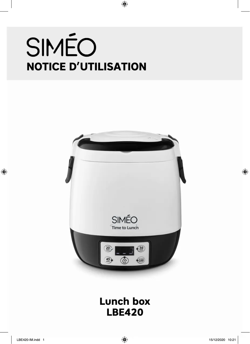 Page 1 de la notice Manuel utilisateur Siméo LBE420