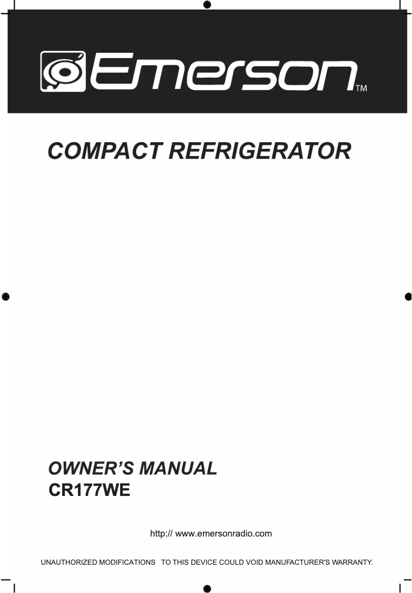 Page n°1 - Manuel utilisateur Emerson CR177WE