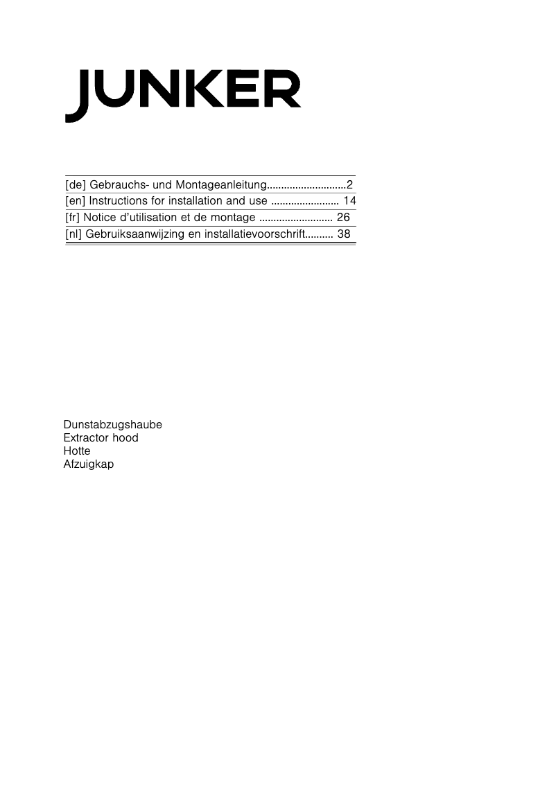 Page n°1 - Manuel utilisateur Junker JD66BE50
