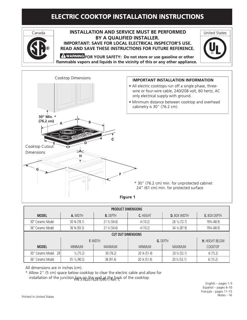 Page 1 de la notice Guide d'installation Electrolux ICON E30EC65ESS