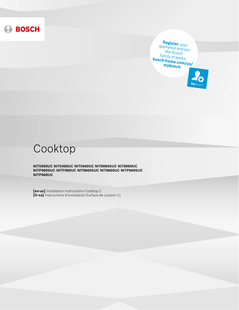 Page 1 de la notice Guide d'installation Bosch NITP060SUC