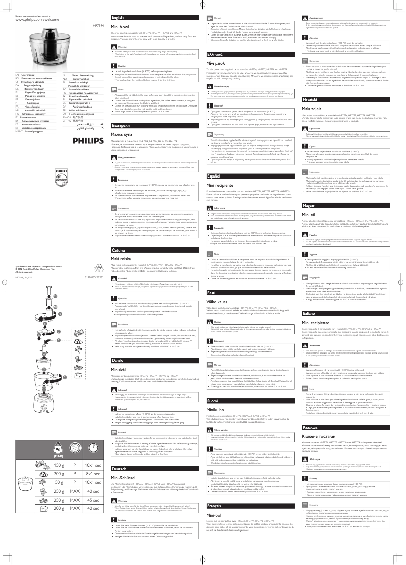 Imagen de la primera página del manual del dispositivo Avance Collection HR7994