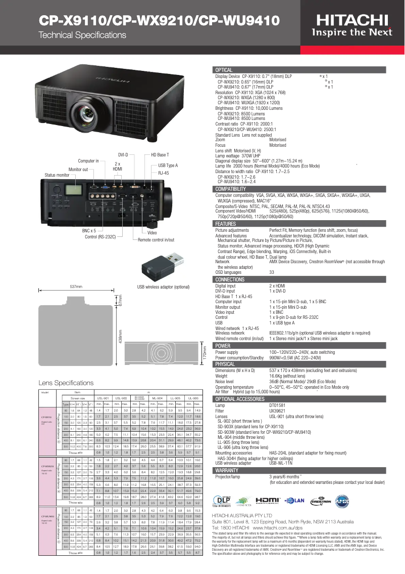 Imagen de la primera página del manual del dispositivo CP-WX9210
