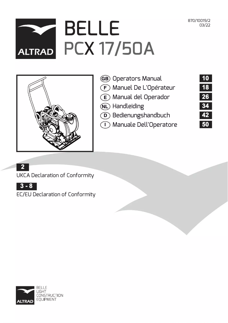 Page n°1 - Manuel utilisateur Altrad BELLE PCX 17/50A