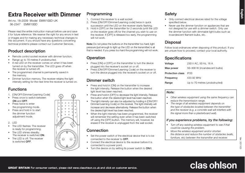 Page 1 de la notice Manuel utilisateur GAO EMW100D