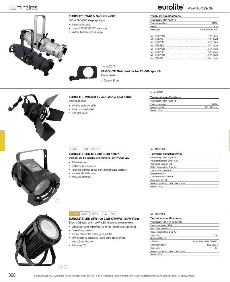 Page 1 de la notice Catalogue Eurolite SFR-100